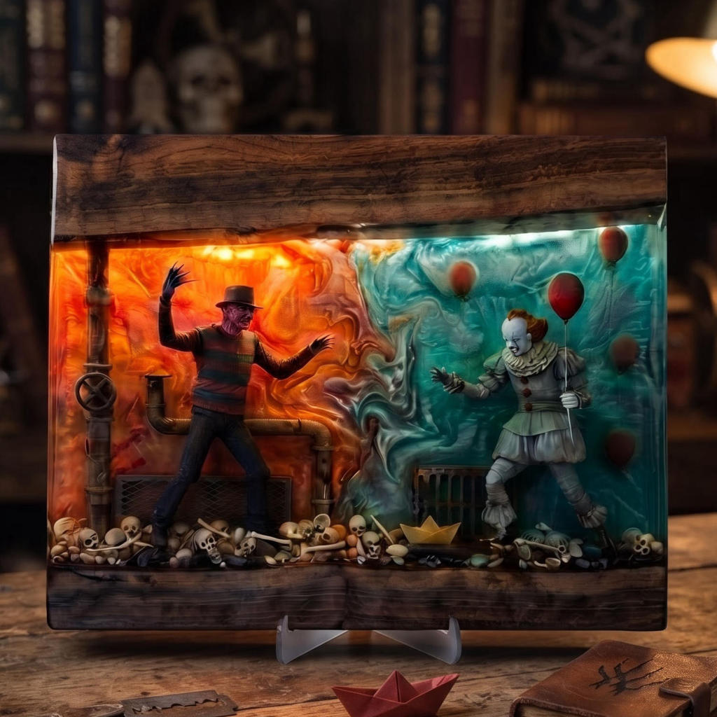 Pennywise vs Freddy Krueger Halloween Serving Board