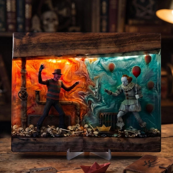 Pennywise vs Freddy Krueger Halloween Serving Board
