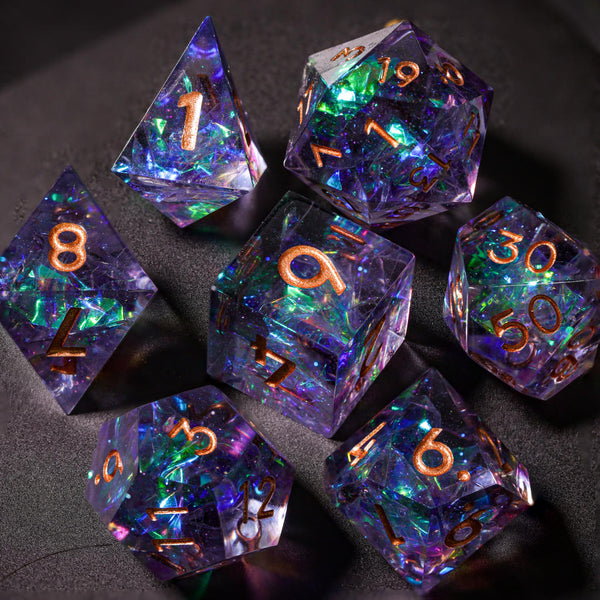 Purple Glitter Galaxy Resin DnD Dice