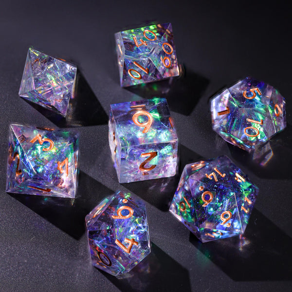 Purple Glitter Galaxy Resin DnD Dice