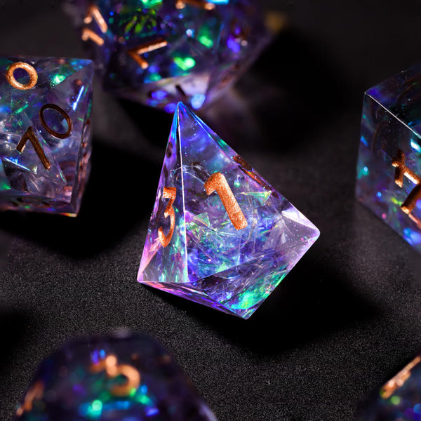 Purple Glitter Galaxy Resin DnD Dice
