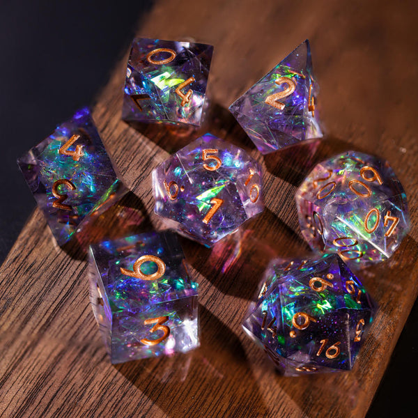 Purple Glitter Galaxy Resin DnD Dice