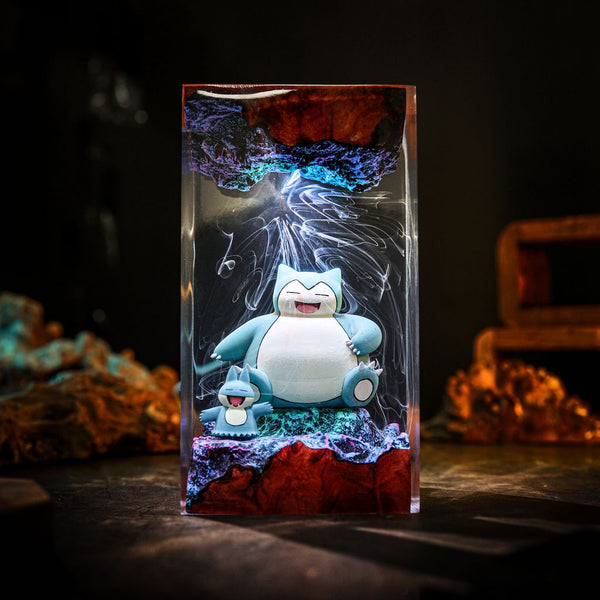 Snorlax and Munchlax Resin Art Light