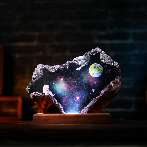 The Earth and Astronaut Epoxy Lamp Ver 2