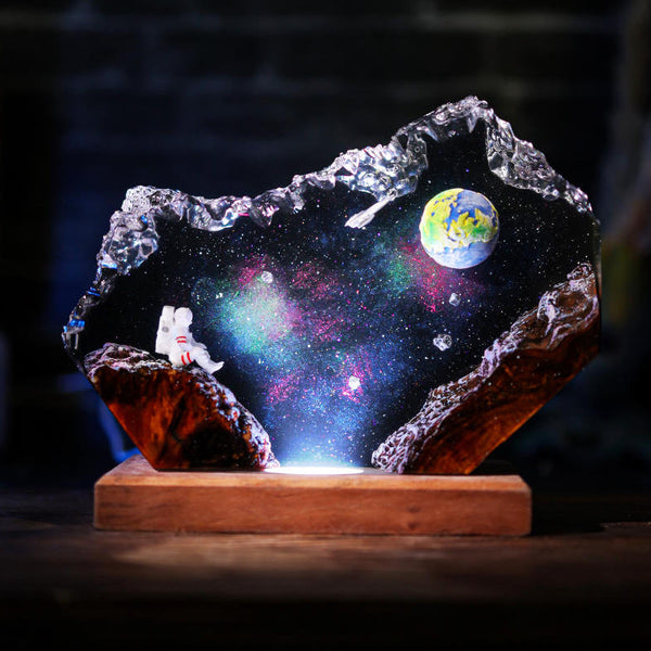 The Earth and Astronaut Epoxy Lamp Ver 2