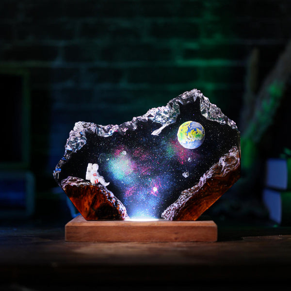 The Earth and Astronaut Epoxy Lamp Ver 2