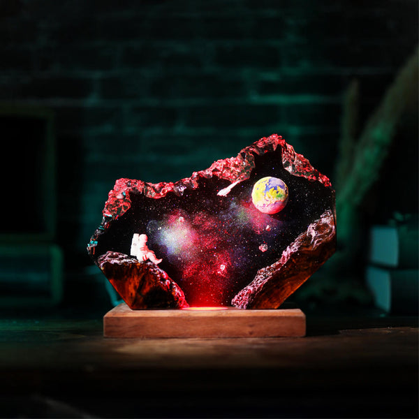 The Earth and Astronaut Epoxy Lamp Ver 2