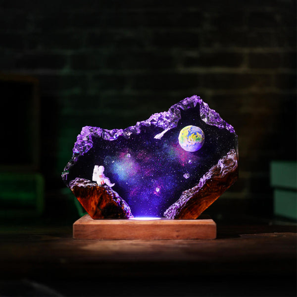 The Earth and Astronaut Epoxy Lamp Ver 2