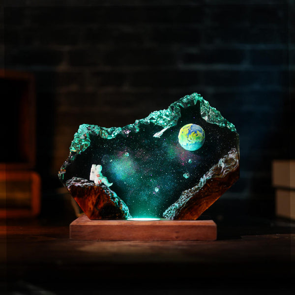 The Earth and Astronaut Epoxy Lamp Ver 2