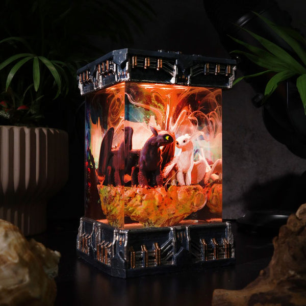 Toothless and Light Fury Epoxy Resin Lamp