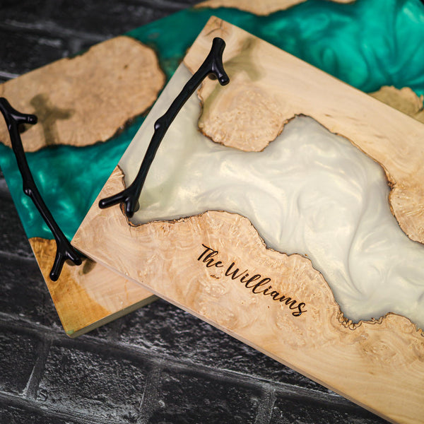 White Walnut Epoxy Resin Cheese Tray