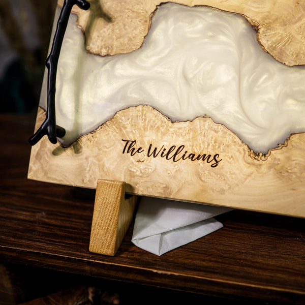 White Walnut Epoxy Resin Cheese Tray