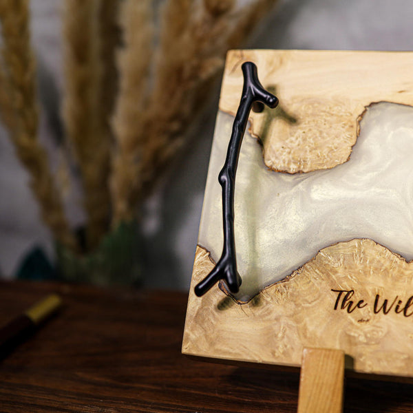 White Walnut Epoxy Resin Cheese Tray