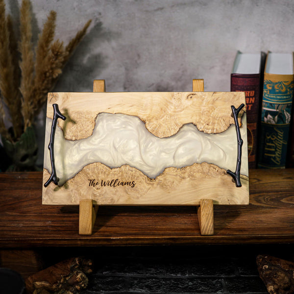 White Walnut Epoxy Resin Cheese Tray