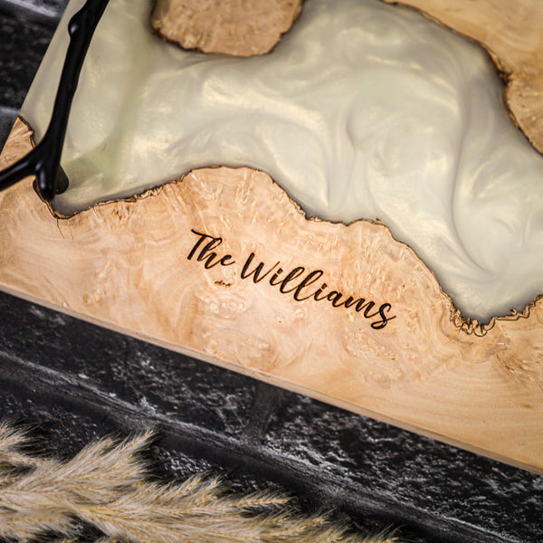 White Walnut Epoxy Resin Cheese Tray