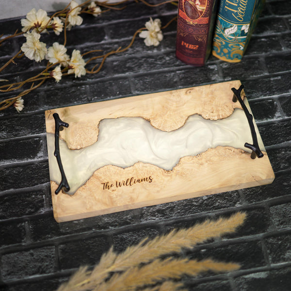 White Walnut Epoxy Resin Cheese Tray