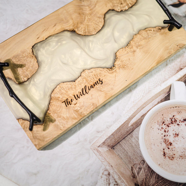 White Walnut Epoxy Resin Cheese Tray