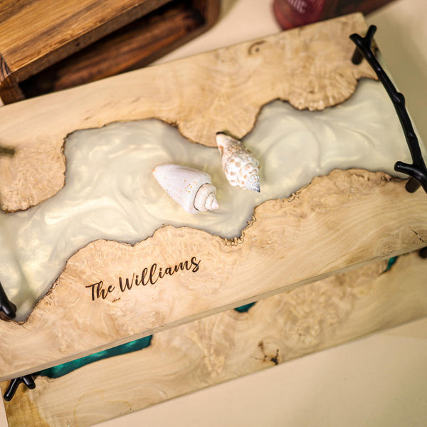 White Walnut Epoxy Resin Cheese Tray