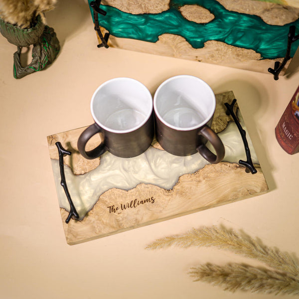 White Walnut Epoxy Resin Cheese Tray