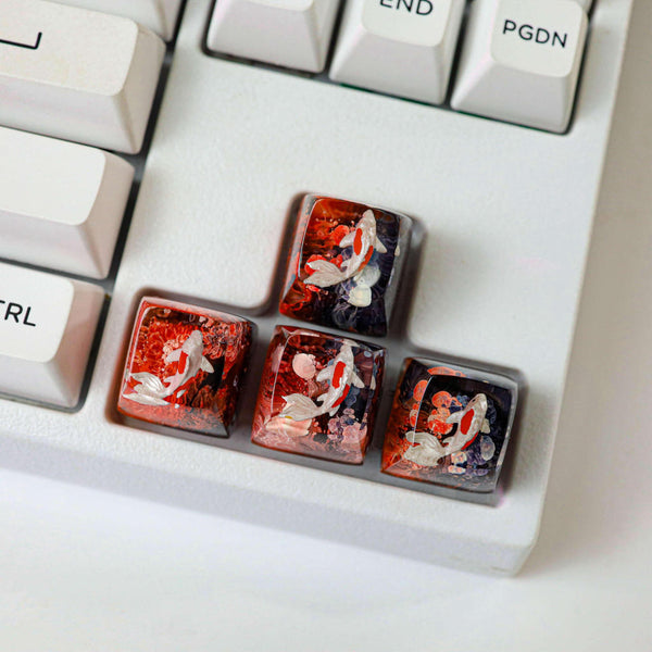 Black and Red koi keycap