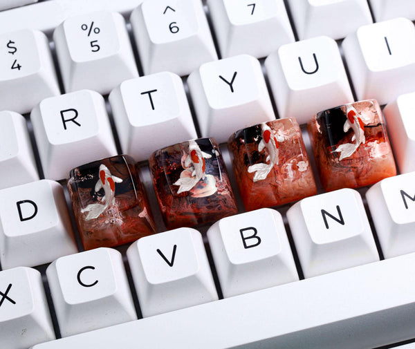 Black and Red koi keycap