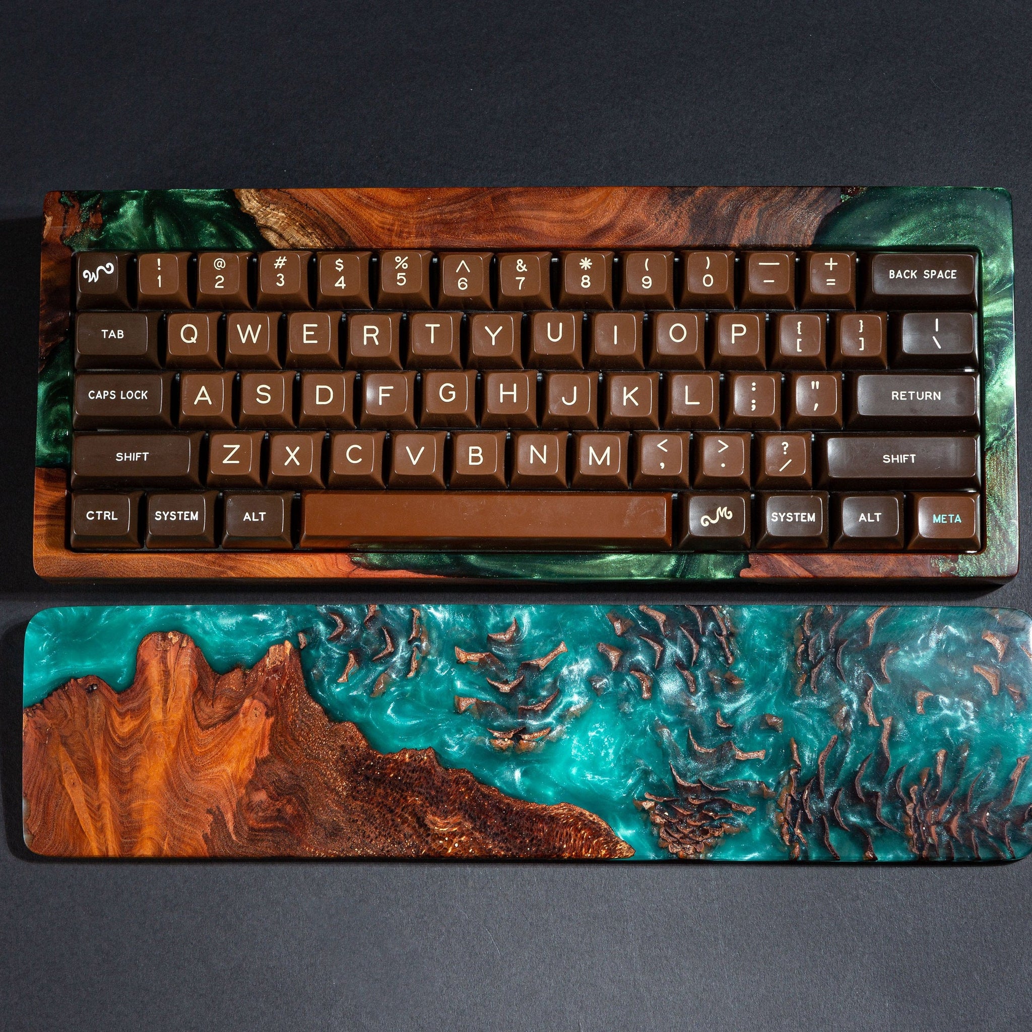 Turquoise Resin and Wood wrist rest