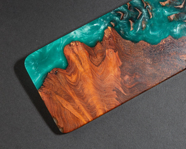 Turquoise Resin and Wood wrist rest