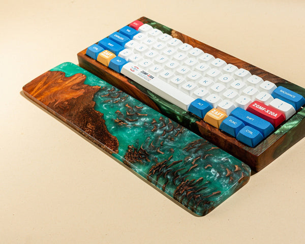 Turquoise Resin and Wood wrist rest